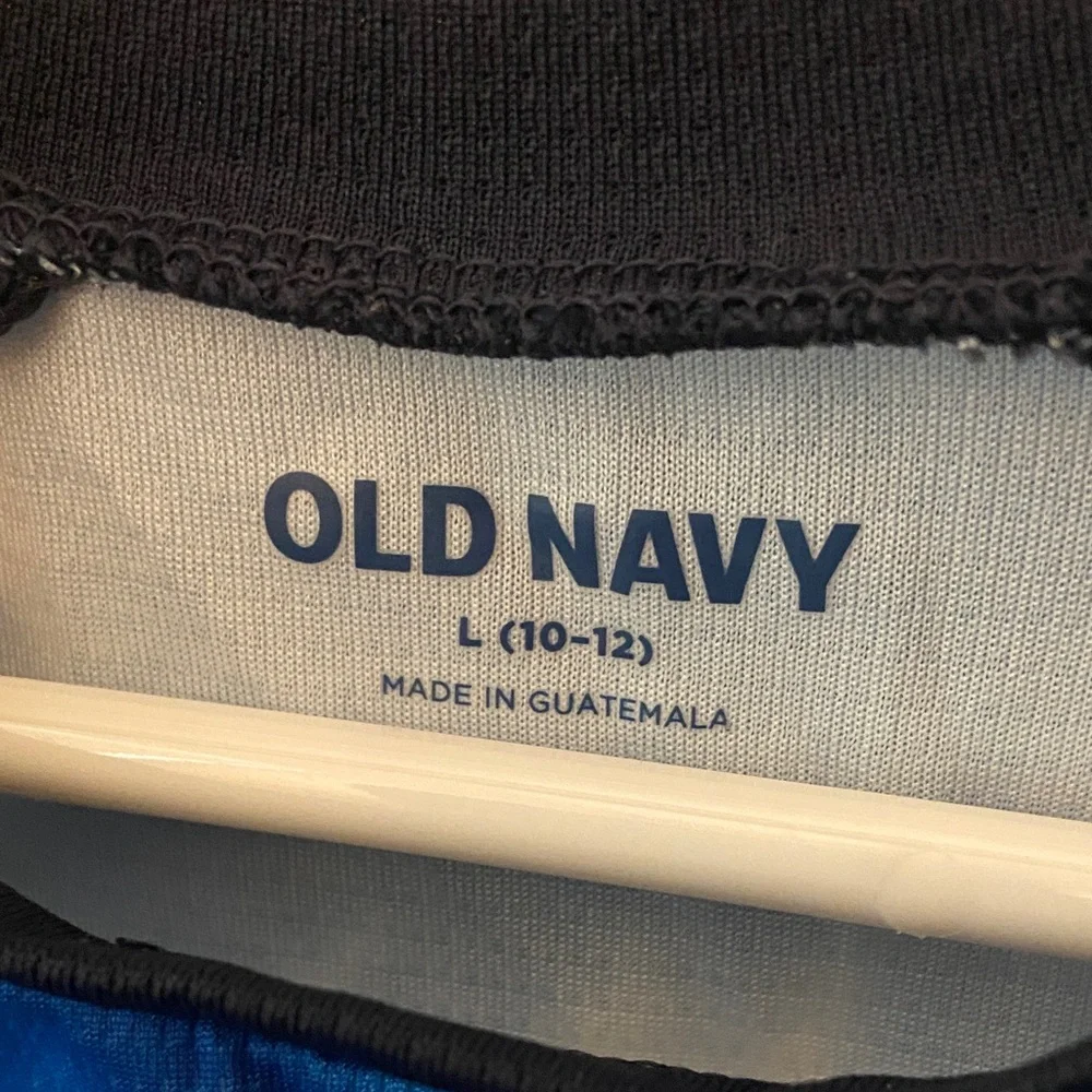 Old Navy Blue and Black Tie-Dye Raglan Swim Shirt